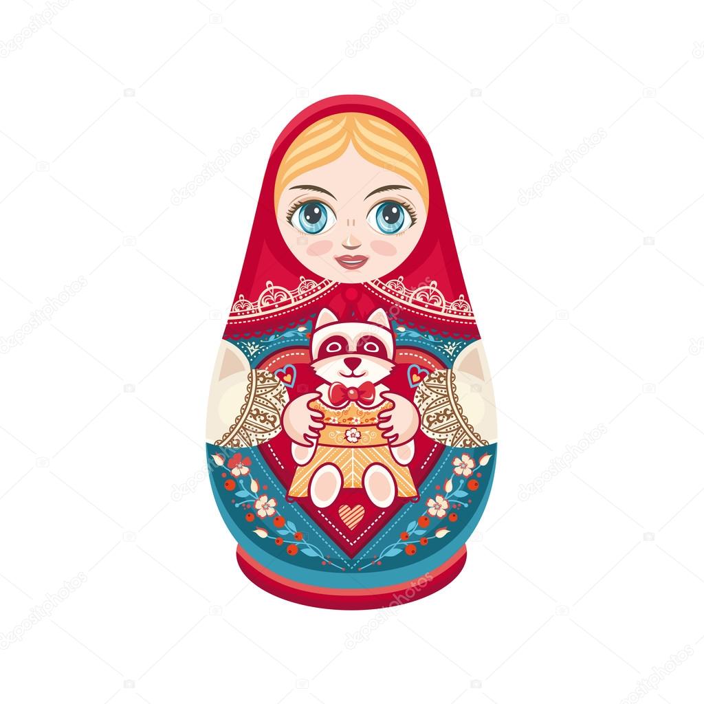 Matryoshka. Russian folk nesting doll. Babushka doll.
