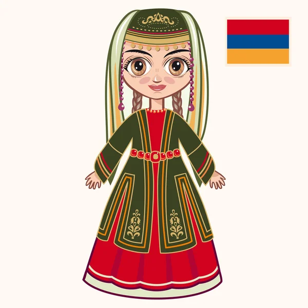 La chica con vestido armenio. Ropa histórica. Armenia — Vector de stock