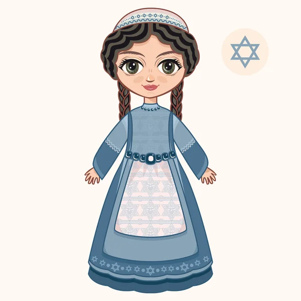 La fille en tenue juive orthodoxe. Juif — Image vectorielle