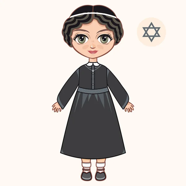 La fille en tenue juive orthodoxe. Juif — Image vectorielle