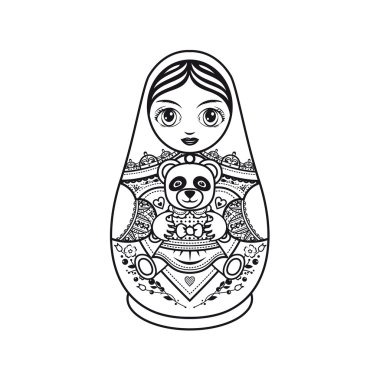 Matryoshka. Rus halk yuvalama bebeği. Babushka bebeği. Beyaz arka planda vektör çizimi