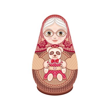 Matryoshka. Rus halk yuvalama bebeği. Babushka bebeği. Beyaz arka planda vektör çizimi