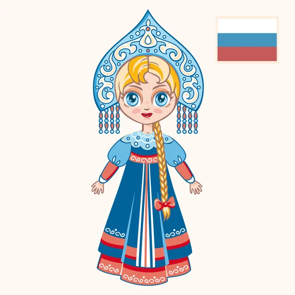 A rapariga de vestido russo. Roupas históricas. Rússia — Vetor de Stock