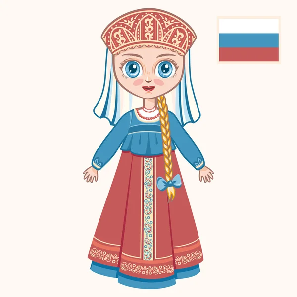 Das Mädchen im russischen Kleid. Historische Kleidung. Russland — Stockvektor