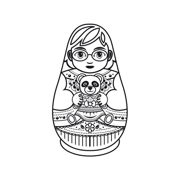 Matryoshka. Rosyjska lalka gniazdowania Ludowego. Lalka Babushka. Ilustracja wektorowa na białym tle — Wektor stockowy