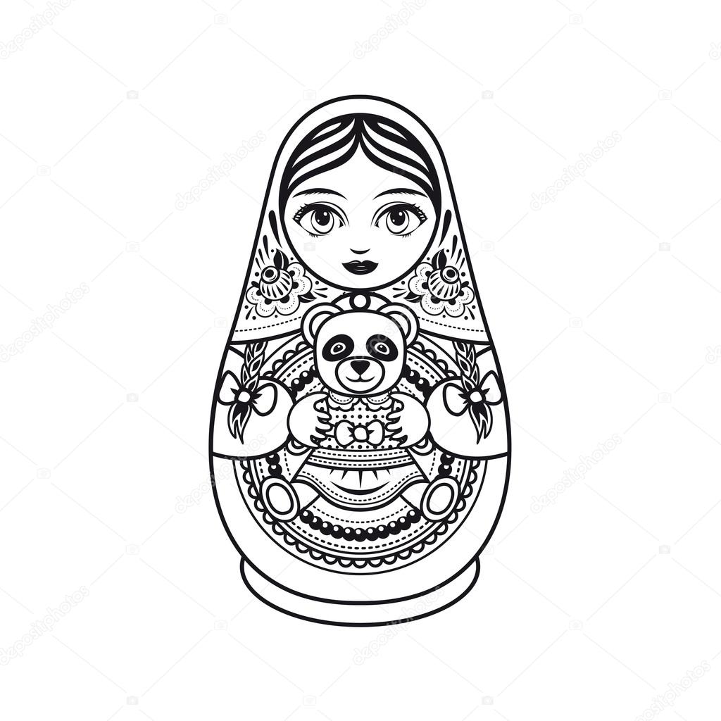 Matryoshka. Russian folk nesting doll. Babushka doll. Vector