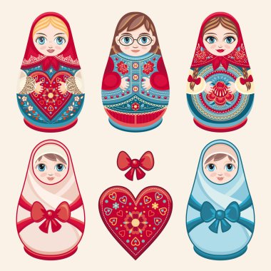Matryoshka. Rus Halk Matruşka oyuncağı. Babushka bebek.  