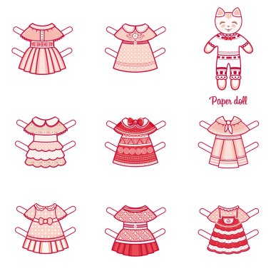 moda giysiler bir dizi olan kağıt oyuncak bebek. 