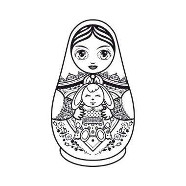 Matryoshka. Rus Halk Matruşka oyuncağı. Babushka bebek.