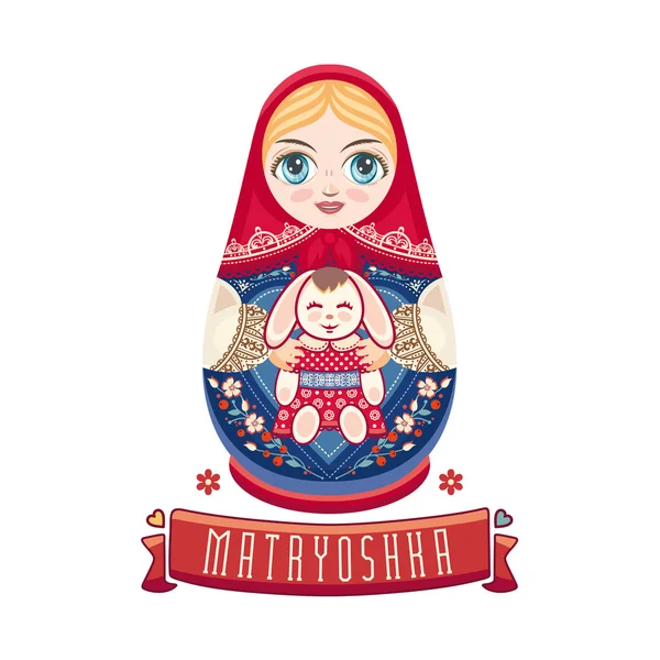Matrioska. Muñeca de anidación rusa . — Vector de stock