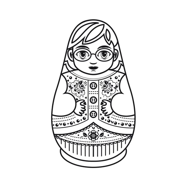 Matryoshka. Poupée folklorique russe. Poupée Babouchka . — Image vectorielle