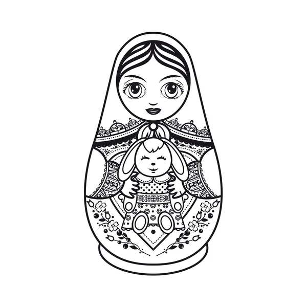 Matryoshka. Orosz népi fészkelő baba. Babushka baba. — Stock Vector