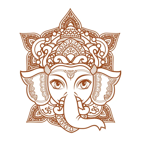 Cabeça de elefante hindu Deus Lord Ganesh . —  Vetores de Stock