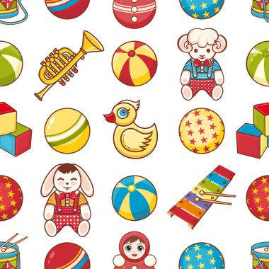 Seamless modeli. Çocukların oyuncakları. Vektör çizim.