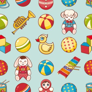 Seamless modeli. Çocukların oyuncakları. Vektör çizim.