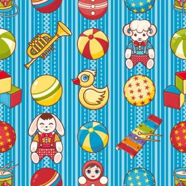 Seamless modeli. Çocukların oyuncakları. Vektör çizim.