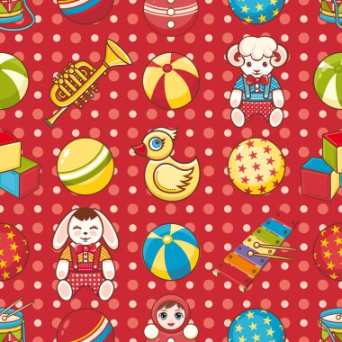 Seamless modeli. Çocukların oyuncakları. Vektör çizim.