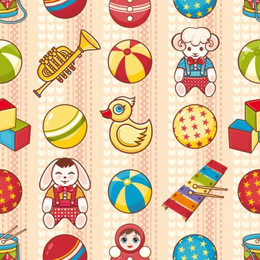 Seamless modeli. Çocukların oyuncakları. Vektör çizim.