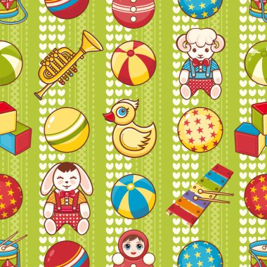 Seamless modeli. Çocukların oyuncakları. Vektör çizim.