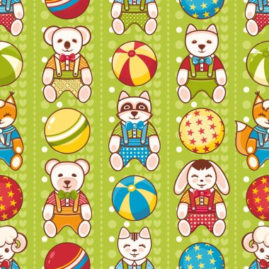 Seamless modeli. Çocukların oyuncakları. Vektör çizim.