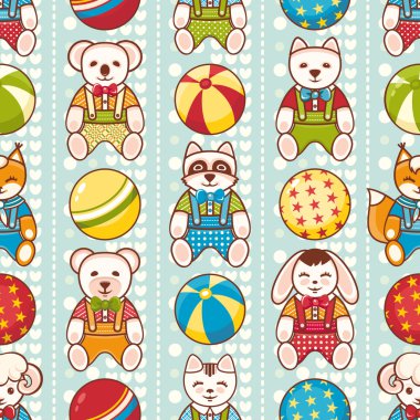 Seamless modeli. Çocukların oyuncakları. Vektör çizim.