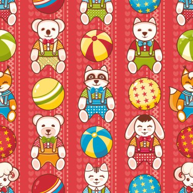 Seamless modeli. Çocukların oyuncakları. Vektör çizim.