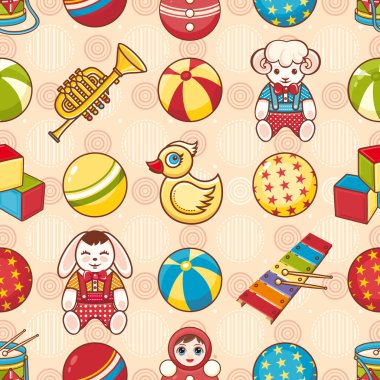 Seamless modeli. Çocukların oyuncakları. Vektör çizim.