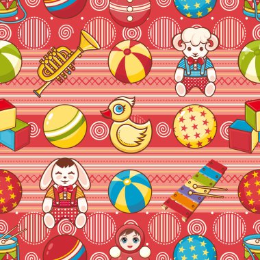 Seamless modeli. Çocukların oyuncakları. Vektör çizim.