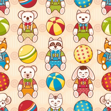 Seamless modeli. Çocukların oyuncakları. Vektör çizim.