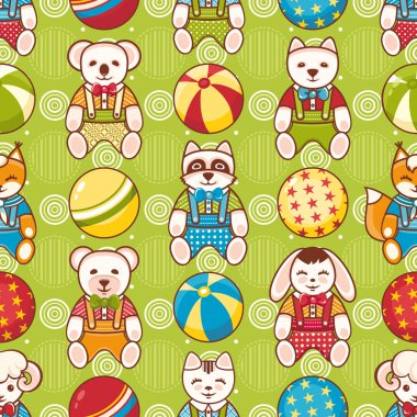 Seamless modeli. Çocukların oyuncakları. Vektör çizim.