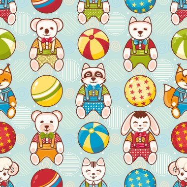 Seamless modeli. Çocukların oyuncakları. Vektör çizim.