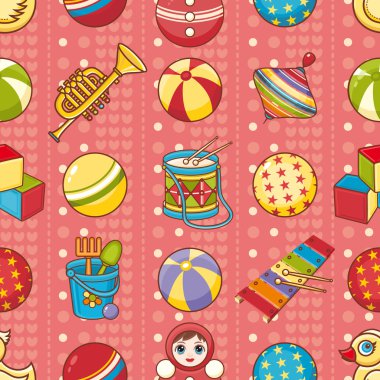 Seamless modeli. Çocukların oyuncakları. Vektör çizim.