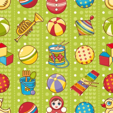 Seamless modeli. Çocukların oyuncakları. Vektör çizim.
