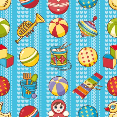 Seamless modeli. Çocukların oyuncakları. Vektör çizim.