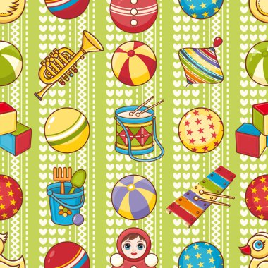 Seamless modeli. Çocukların oyuncakları. Vektör çizim.