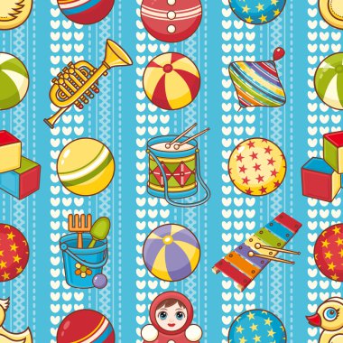 Seamless modeli. Çocukların oyuncakları. Vektör çizim.