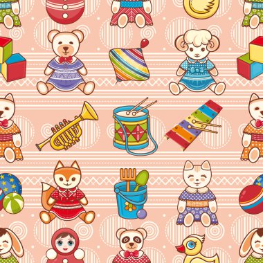 Seamless modeli. Çocukların oyuncakları. Vektör çizim.