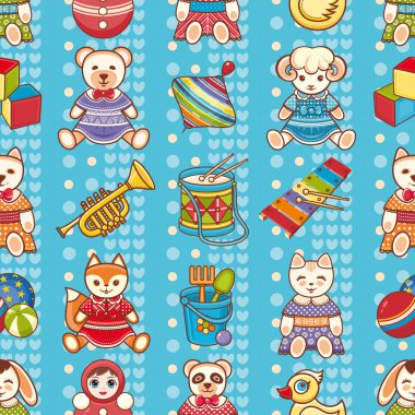 Seamless modeli. Çocukların oyuncakları. Vektör çizim.