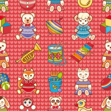Seamless modeli. Çocukların oyuncakları. Vektör çizim.
