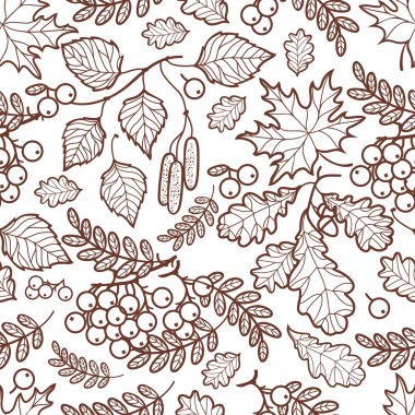 Seamless modeli. Sonbahar yaprak. Rowan. Akçaağaç. Huş ağacı. Meşe.