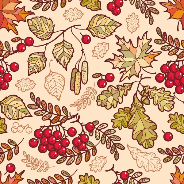 Modèle sans couture. Feuille d'automne. Rowan. Maple. Du bouleau. Chêne . — Image vectorielle