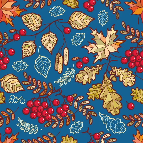 Seamless pattern. Autumn leaf. Rowan. Maple. Birch. Oak. — Stock Vector