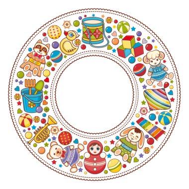 Children's colorful round frame. Baby background. clipart