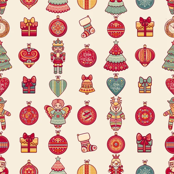 Seamless pattern. Merry Christmas toy. — Stock Vector