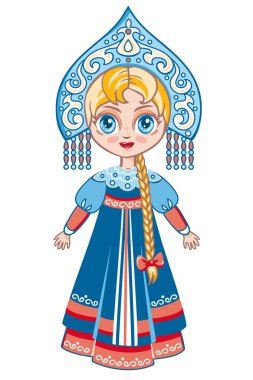 Rus Milli takım elbiseli kız. tarihsel giyim