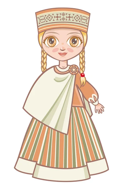 Girl in the Latvian suit. Historical clothes — Stock Vector