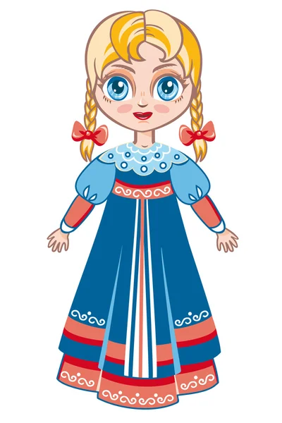 Rus Milli takım elbiseli kız. tarihsel giyim