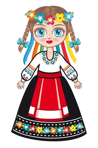 Лялька в українському національному костюмі. історичні одягу. Україна — стоковий вектор