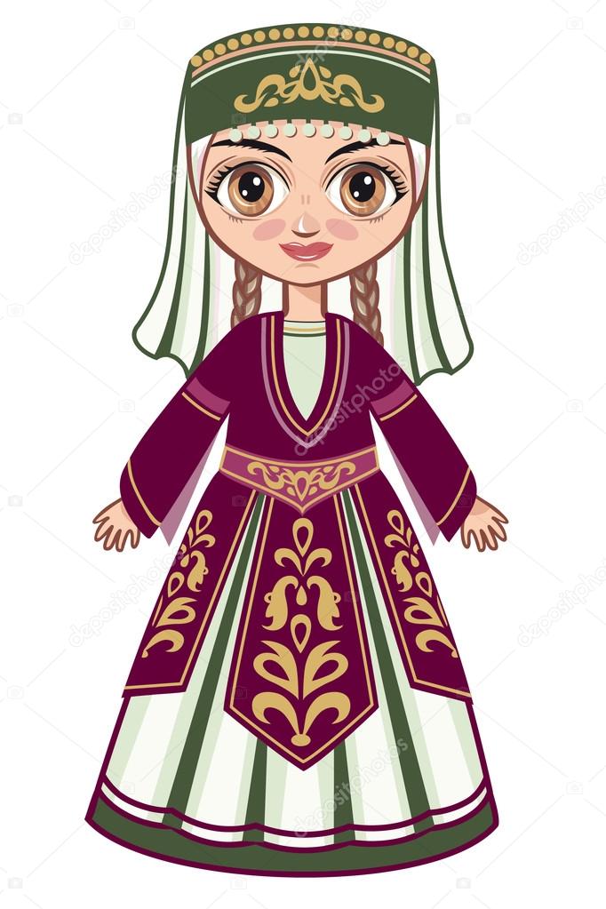 The girl in the Armenian national clothes