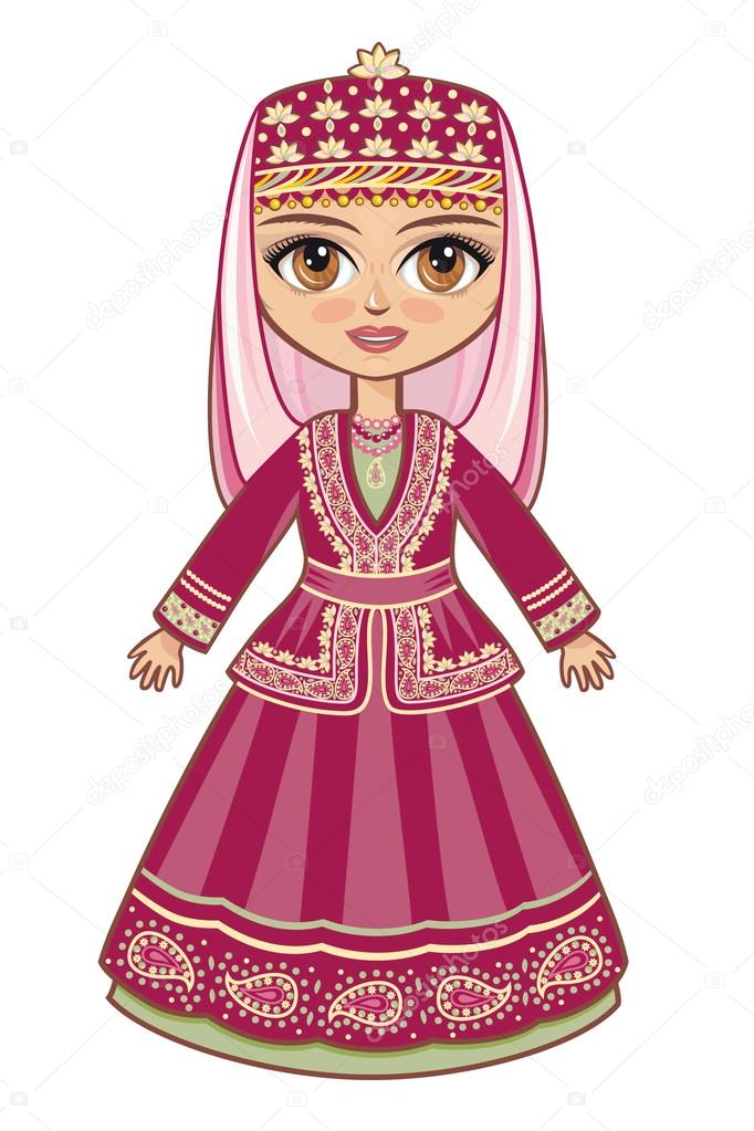 The girl in the Azerbaijanian suit. Historical clothes